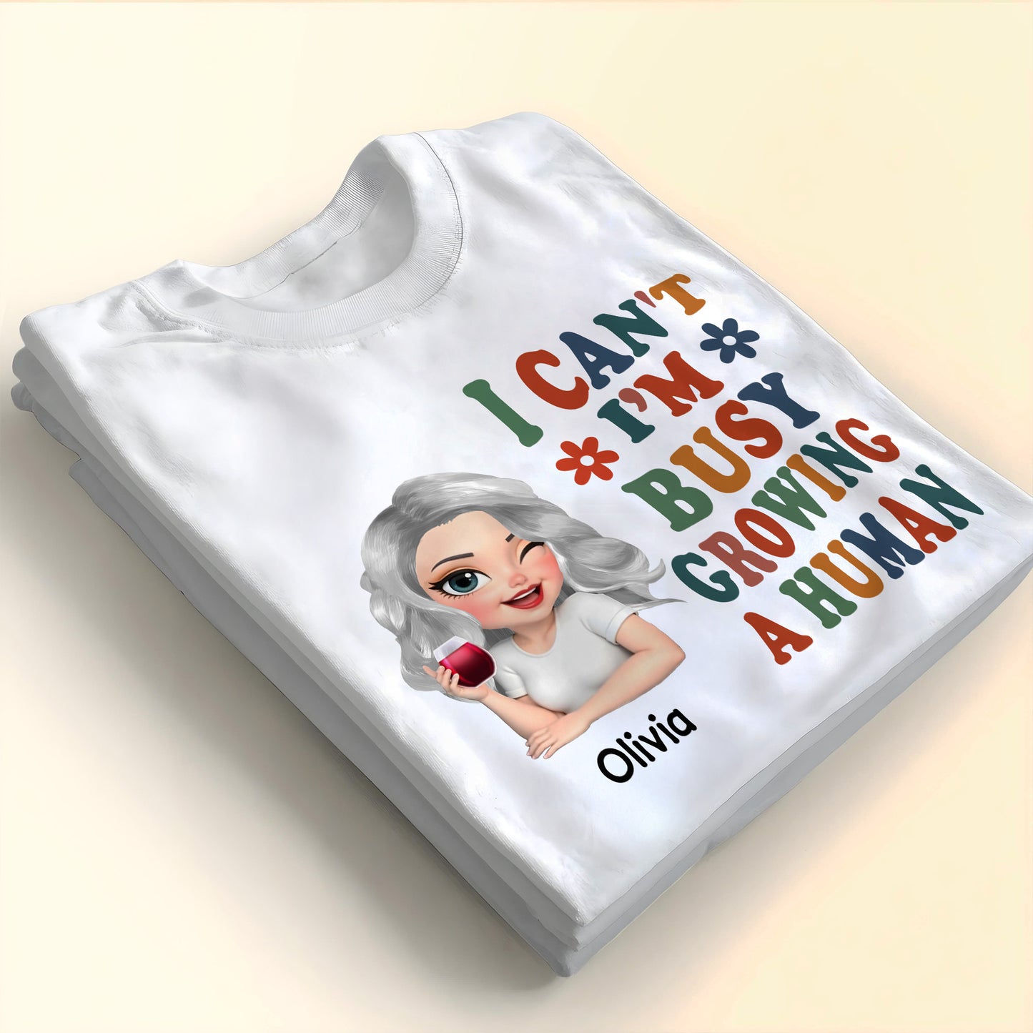 I Can't I'm Busy Growing A Human, Cartoon Pregnant Woman