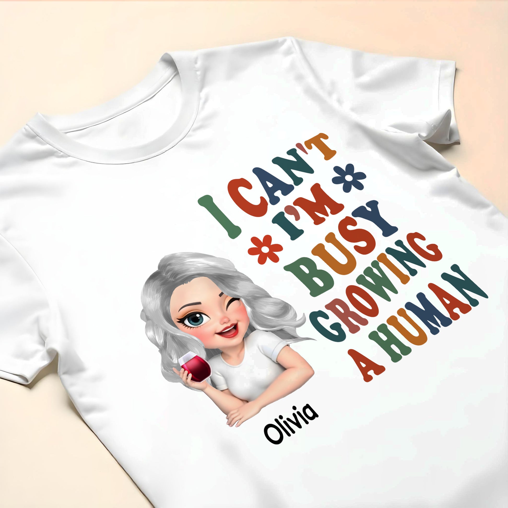 I Can't I'm Busy Growing A Human, Cartoon Pregnant Woman