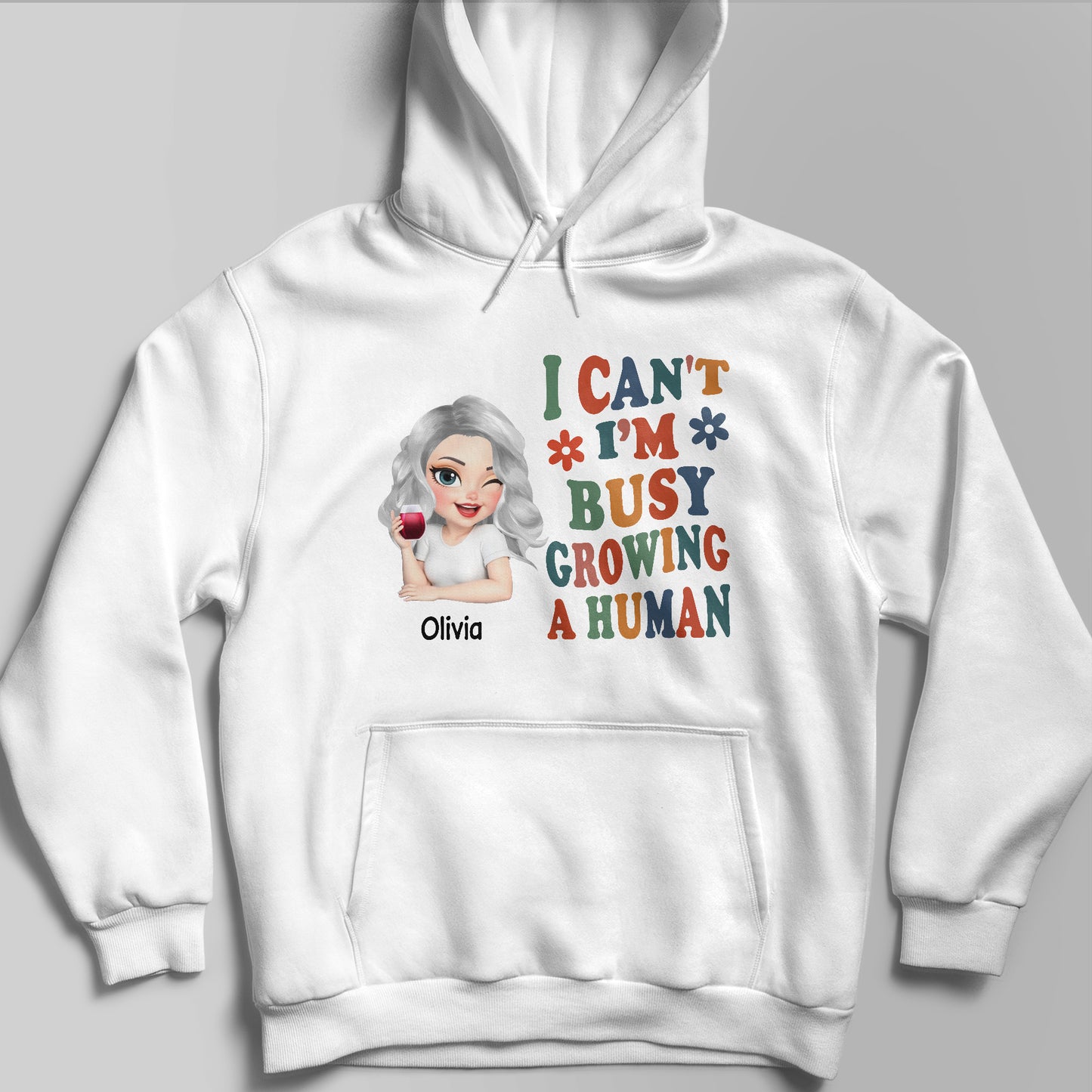 I Can't I'm Busy Growing A Human, Cartoon Pregnant Woman