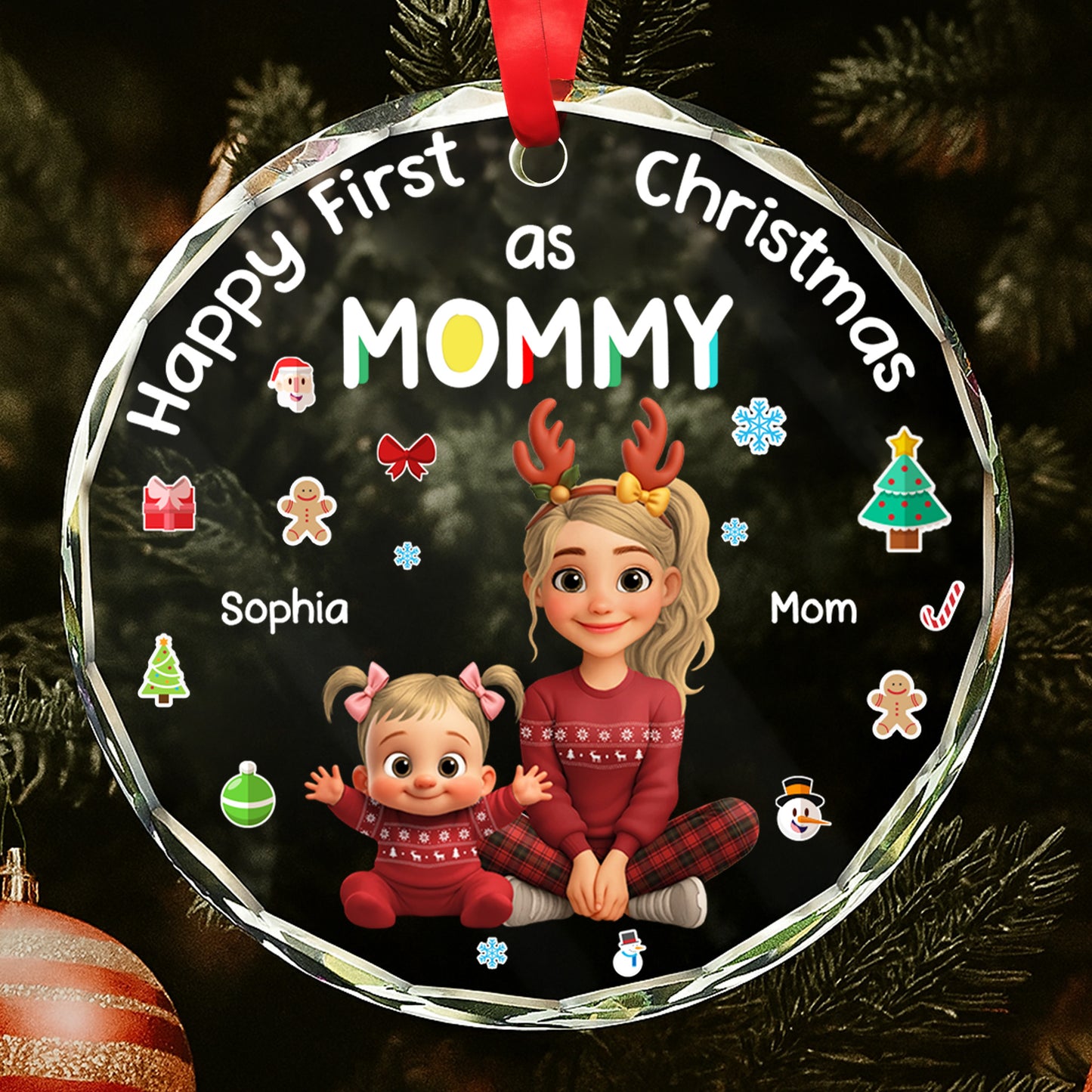 Happy First Christmas As Mommy, Featuring Holiday Icons