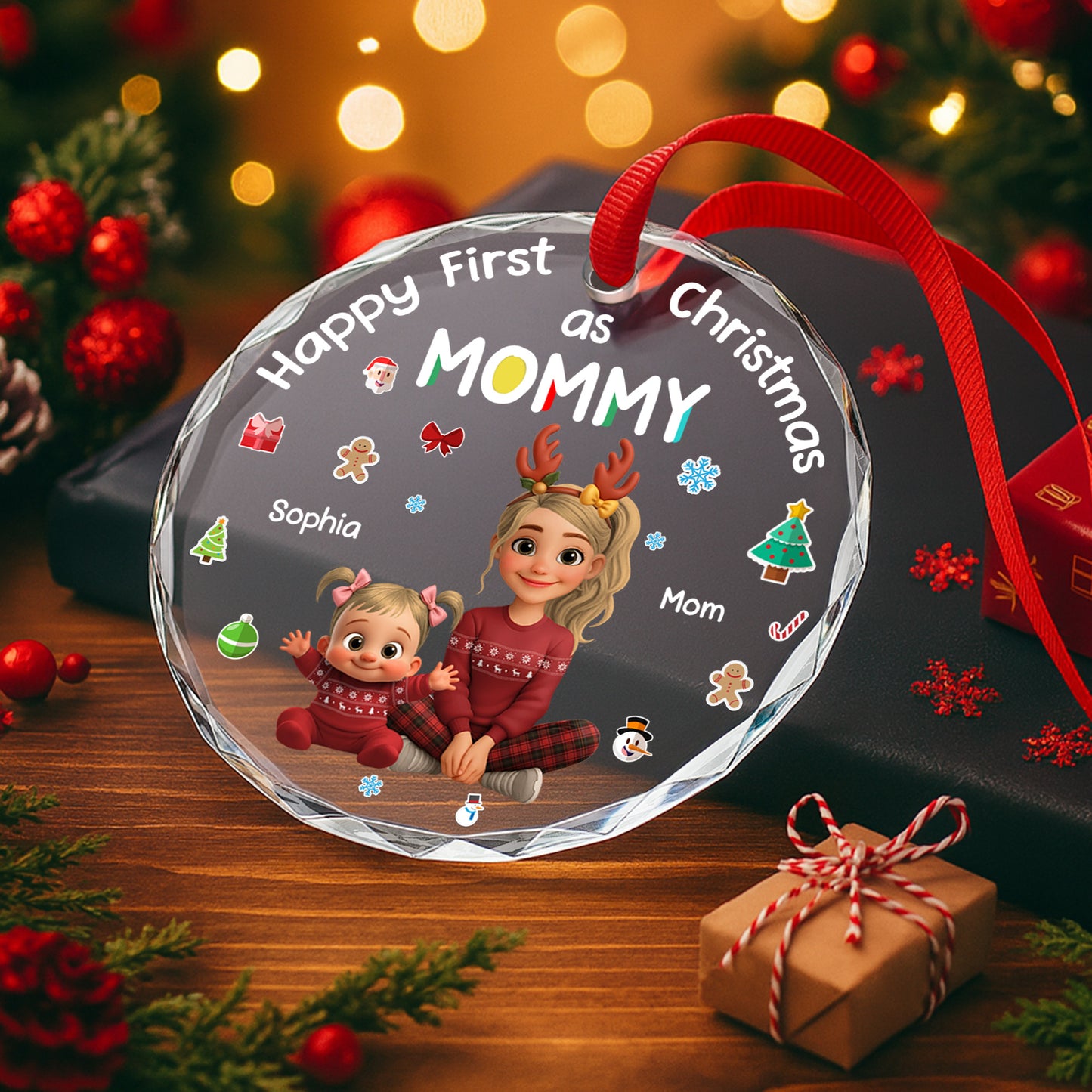 Happy First Christmas As Mommy, Featuring Holiday Icons