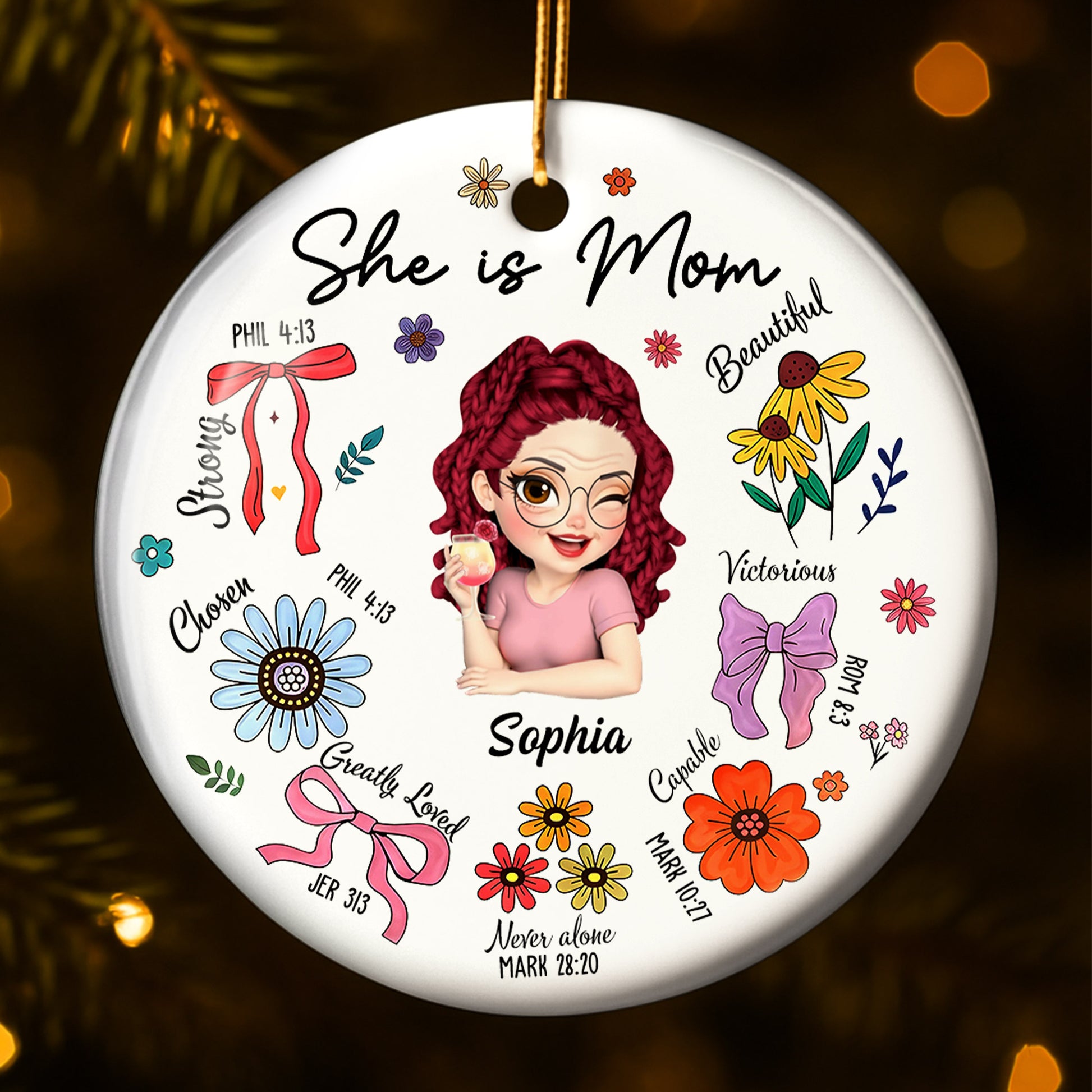 She Is Mom Strong Beautiful Victorious With Flowers And Ribbons