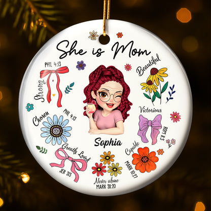 She Is Mom Strong Beautiful Victorious With Flowers And Ribbons