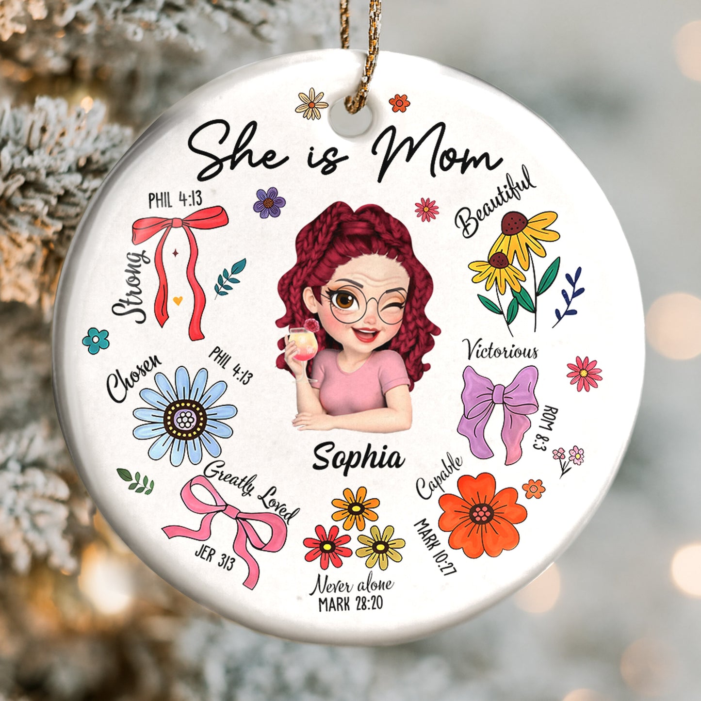 She Is Mom Strong Beautiful Victorious With Flowers And Ribbons