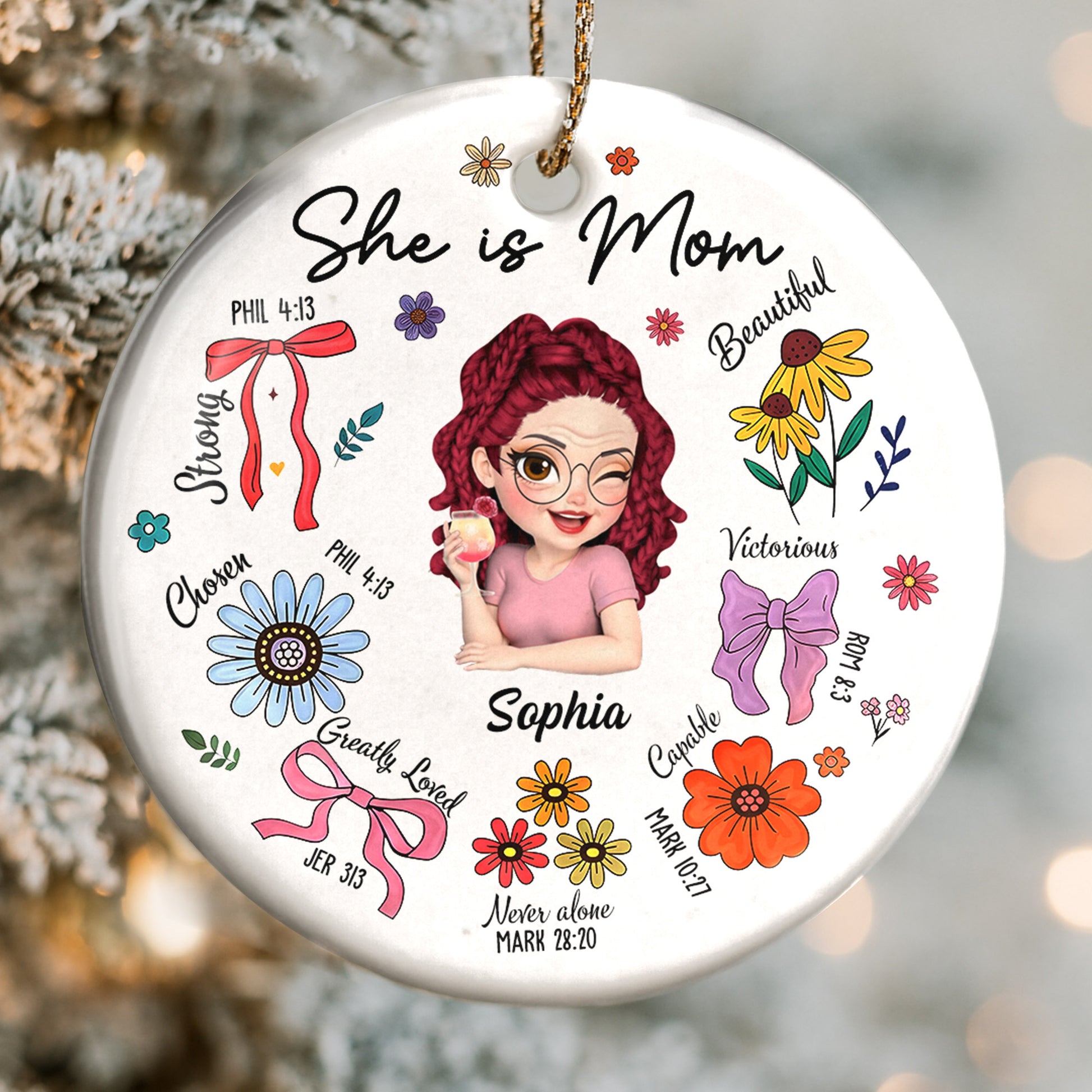 She Is Mom Strong Beautiful Victorious With Flowers And Ribbons