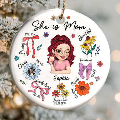 She Is Mom Strong Beautiful Victorious With Flowers And Ribbons