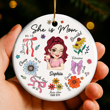 She Is Mom Strong Beautiful Victorious With Flowers And Ribbons