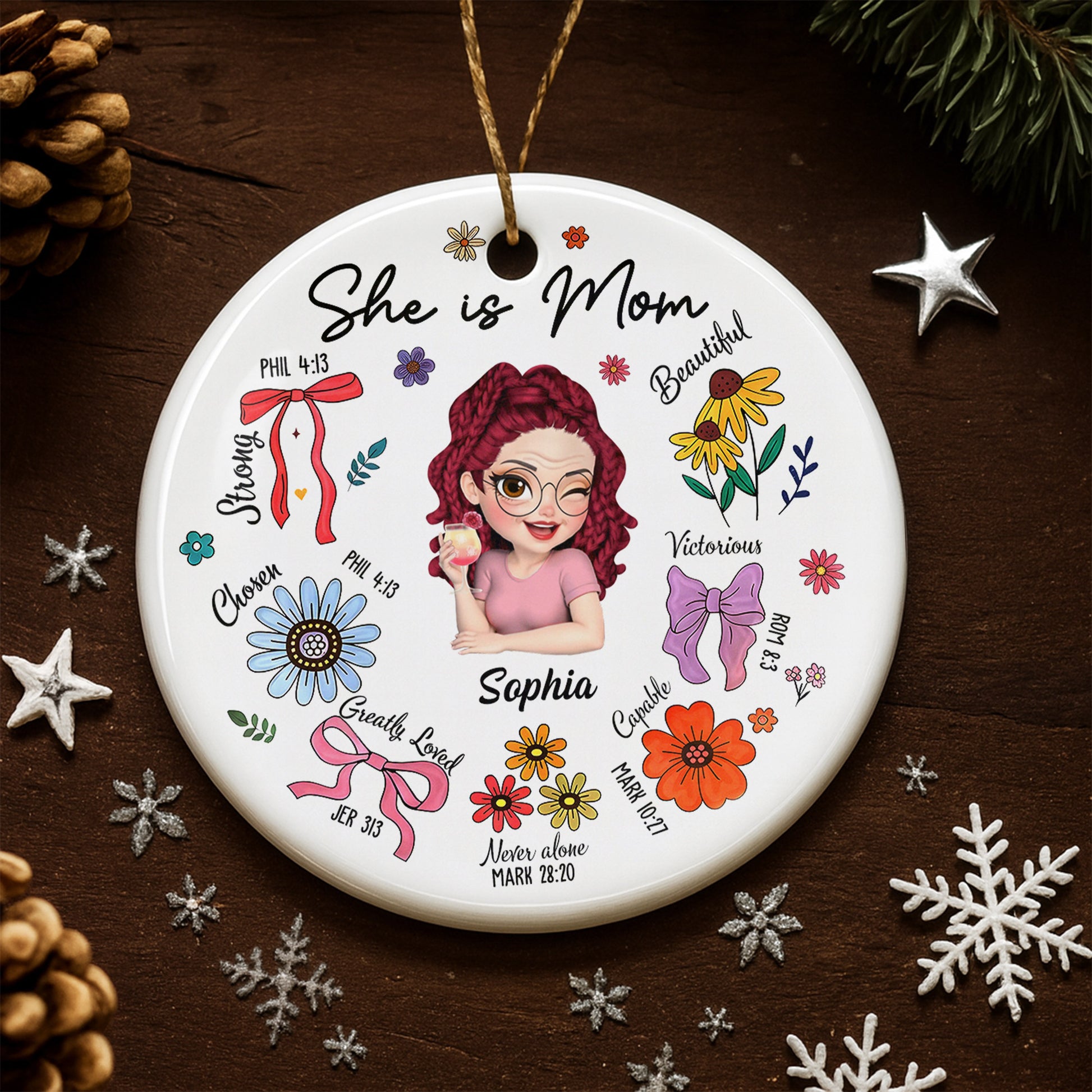 She Is Mom Strong Beautiful Victorious With Flowers And Ribbons