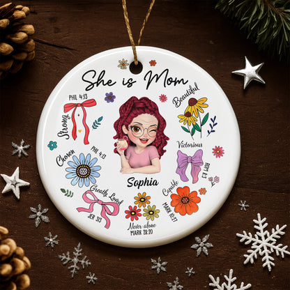 She Is Mom Strong Beautiful Victorious With Flowers And Ribbons