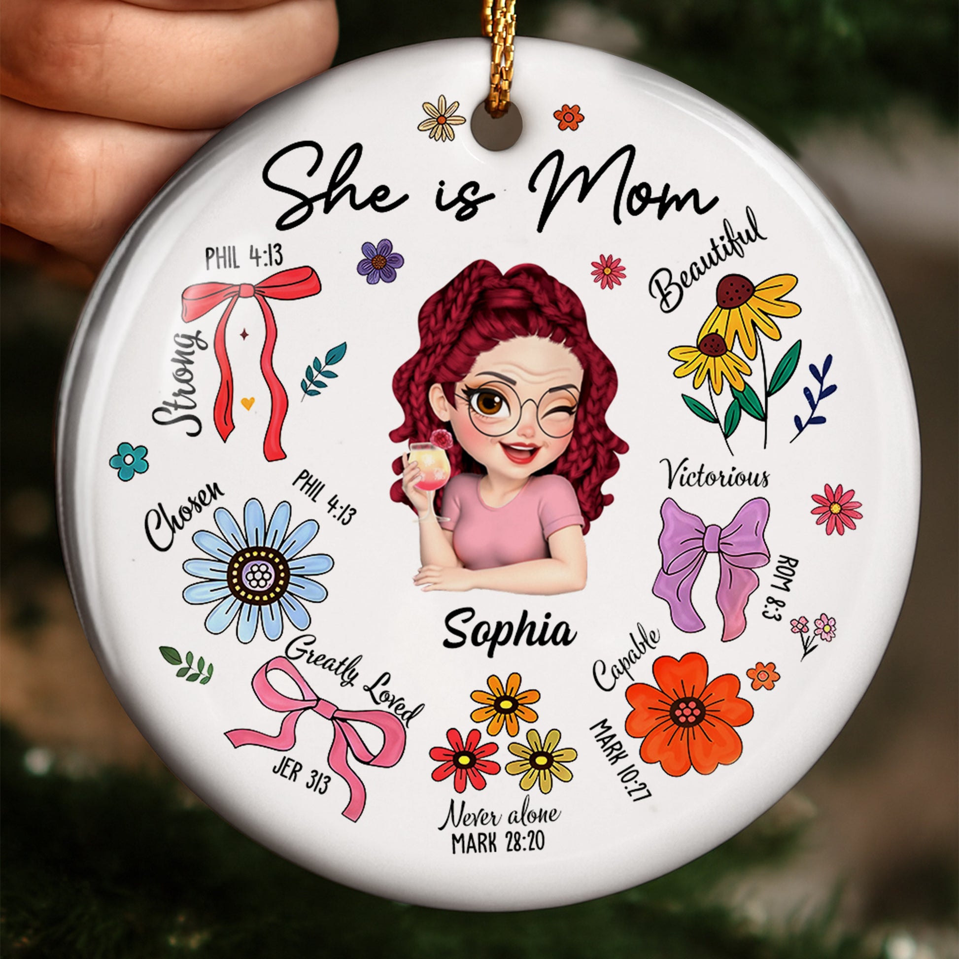 She Is Mom Strong Beautiful Victorious With Flowers And Ribbons