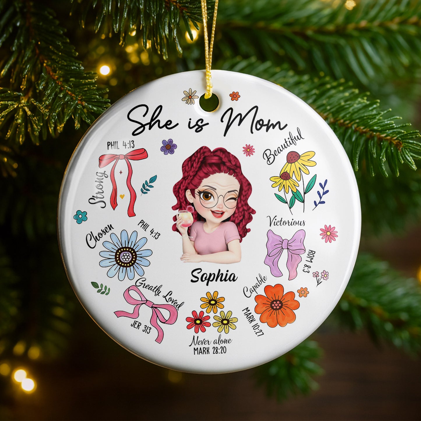 She Is Mom Strong Beautiful Victorious With Flowers And Ribbons