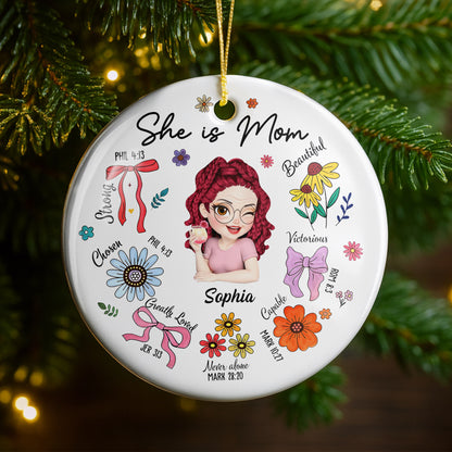 She Is Mom Strong Beautiful Victorious With Flowers And Ribbons