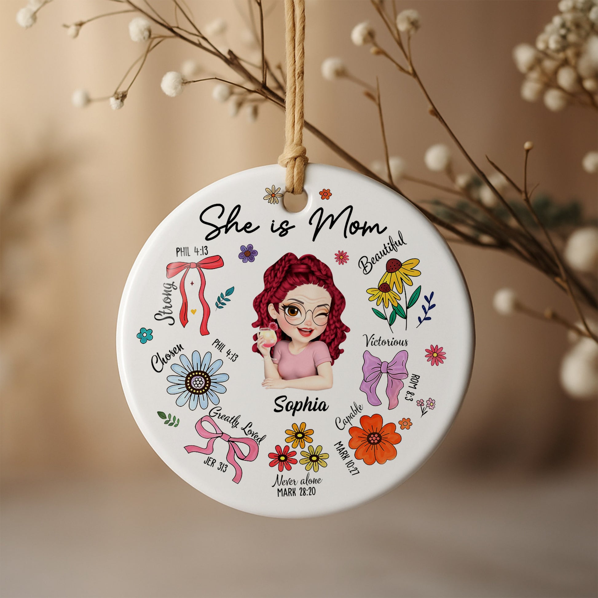 She Is Mom Strong Beautiful Victorious With Flowers And Ribbons