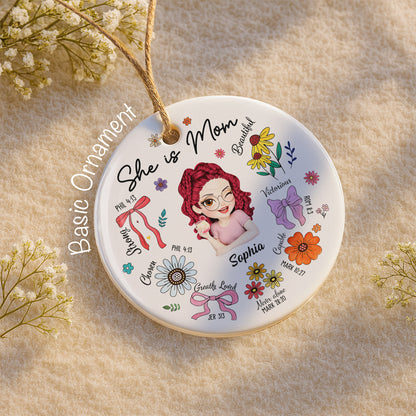 She Is Mom Strong Beautiful Victorious With Flowers And Ribbons