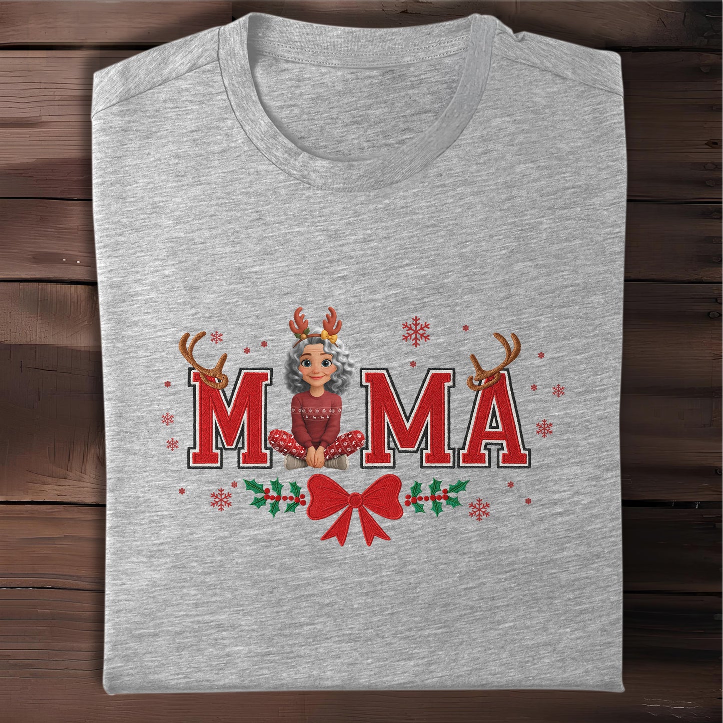 Mama Christmas Reindeer and Snowflakes Design