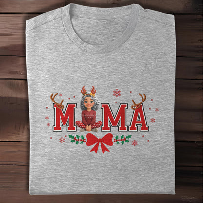Mama Christmas Reindeer and Snowflakes Design
