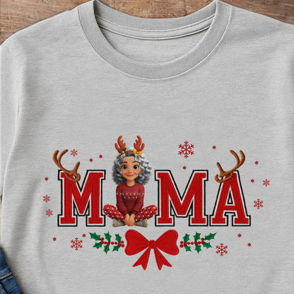 Mama Christmas Reindeer and Snowflakes Design