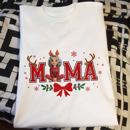 Mama Christmas Reindeer and Snowflakes Design