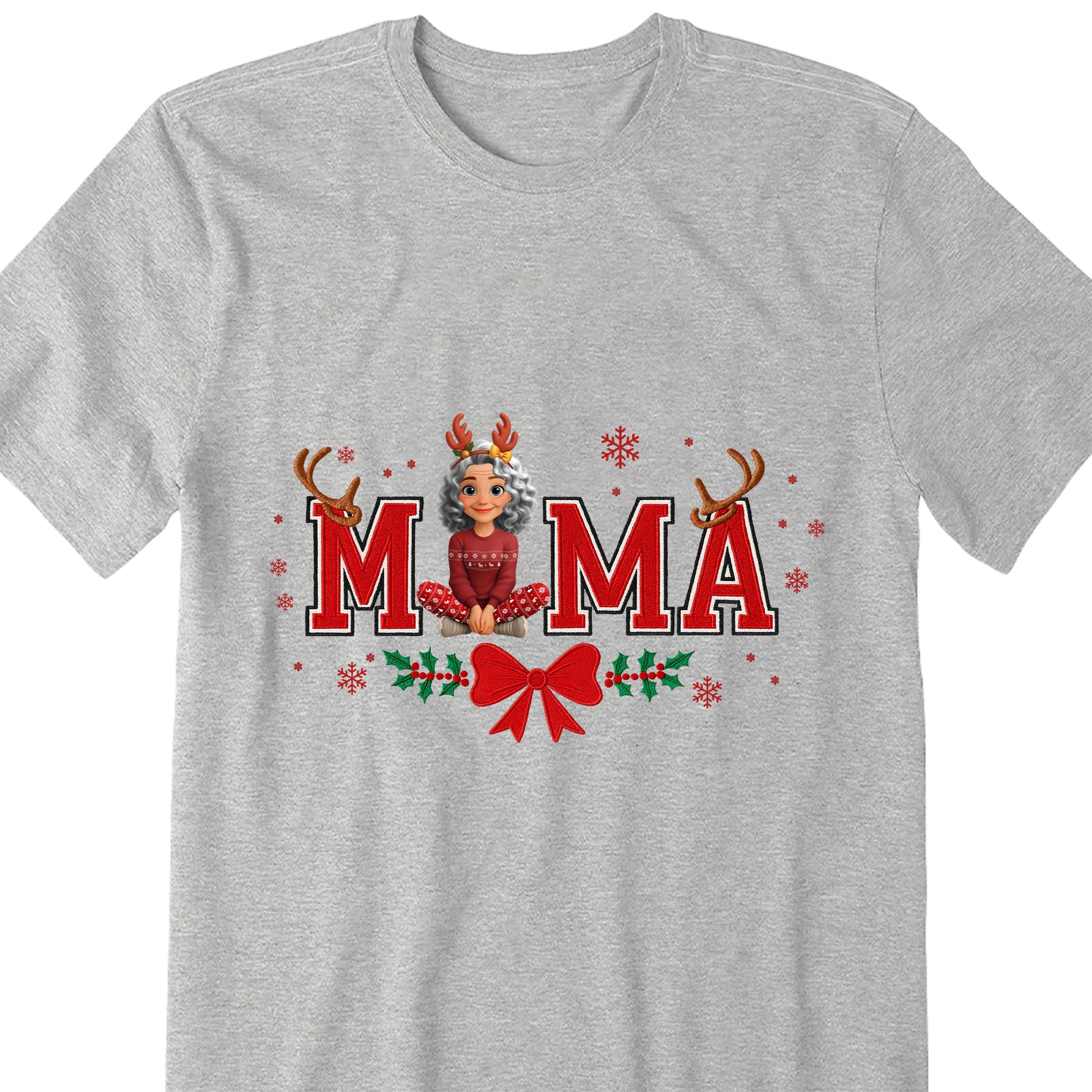 Mama Christmas Reindeer and Snowflakes Design