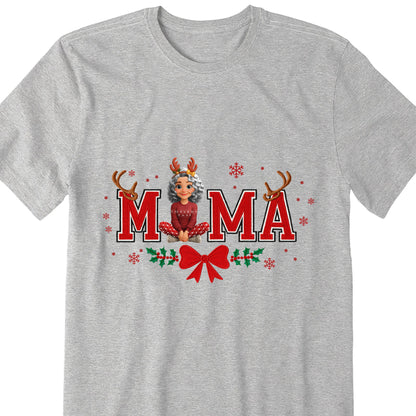 Mama Christmas Reindeer and Snowflakes Design