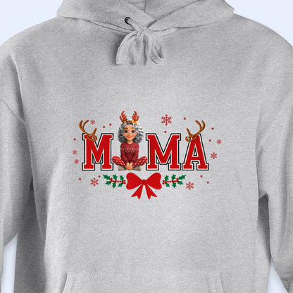 Mama Christmas Reindeer and Snowflakes Design