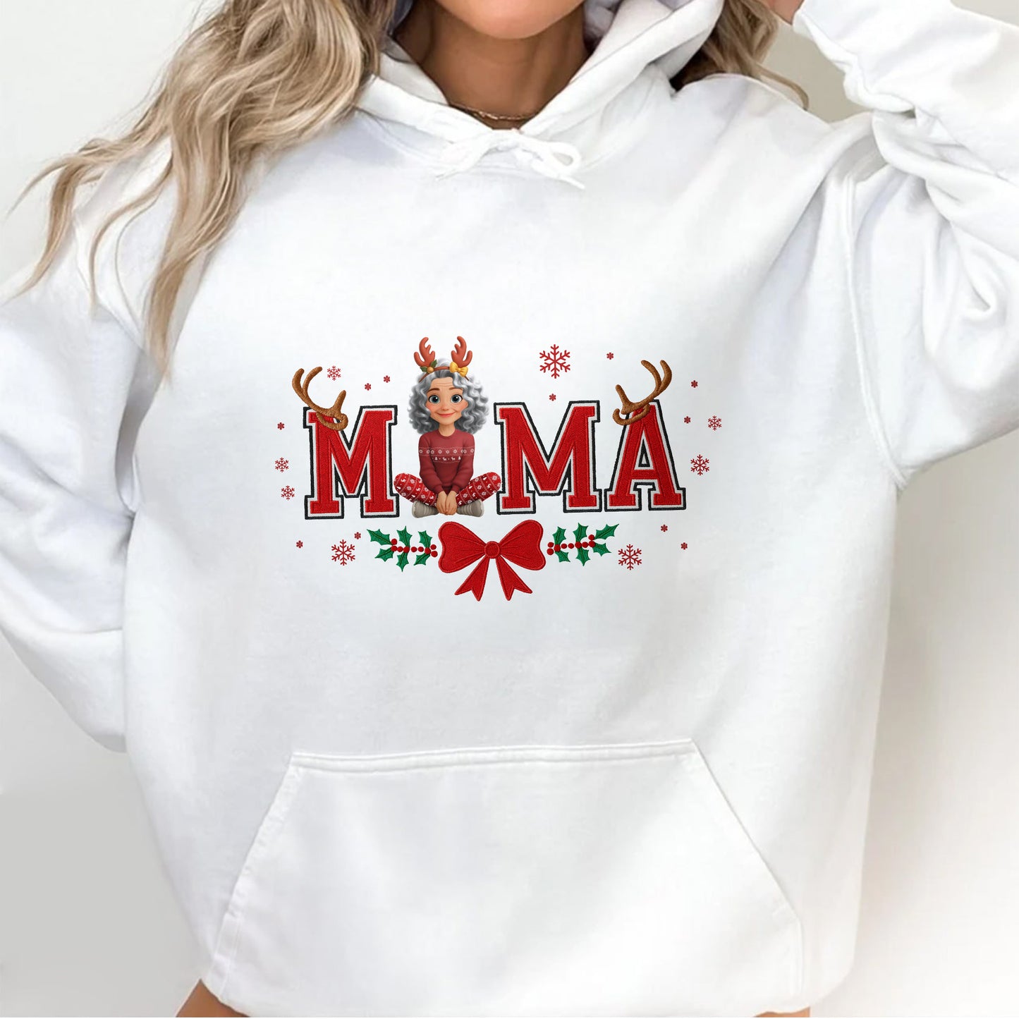 Mama Christmas Reindeer and Snowflakes Design