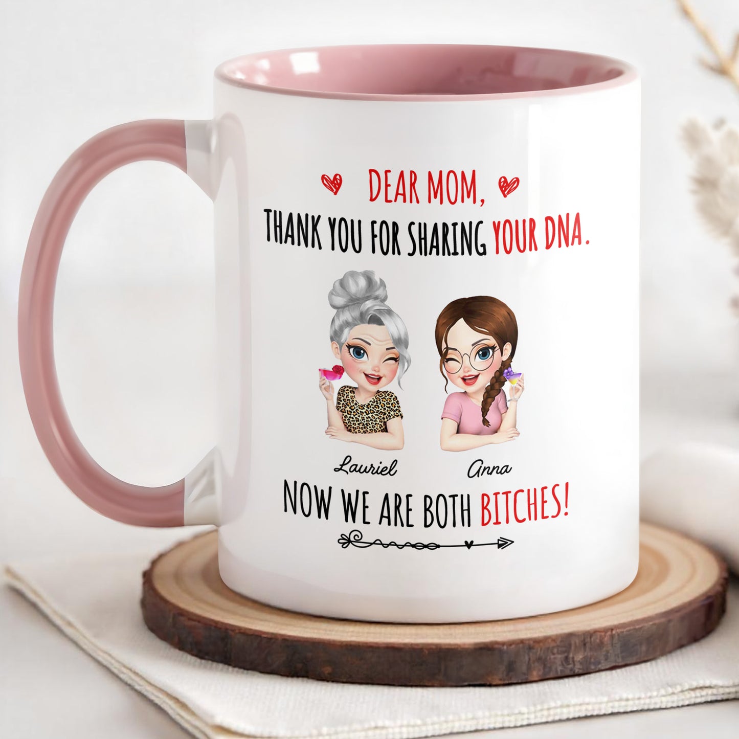 Dear Mom, Thank You For Sharing Your DNA, Cartoon Hearts And Arrows