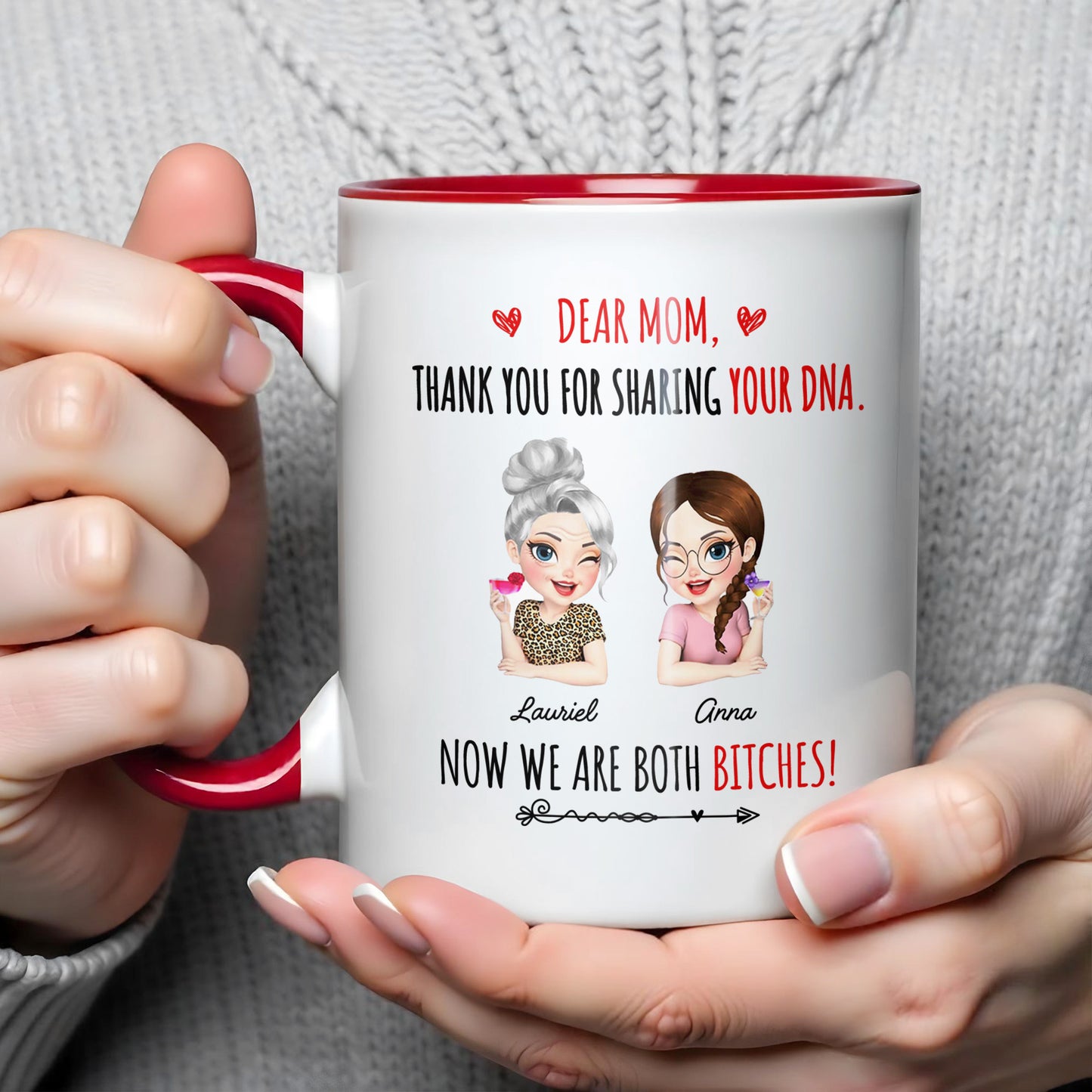 Dear Mom, Thank You For Sharing Your DNA, Cartoon Hearts And Arrows