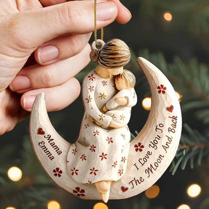 I Love You To The Moon And Back Moon and Flowers Ornament