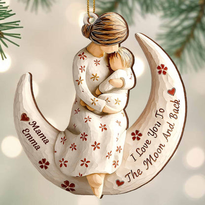 I Love You To The Moon And Back Moon and Flowers Ornament
