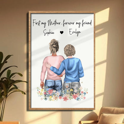 First My Mother Forever My Friend With Floral Design