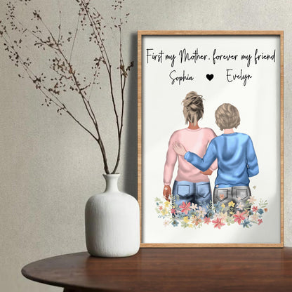 First My Mother Forever My Friend With Floral Design