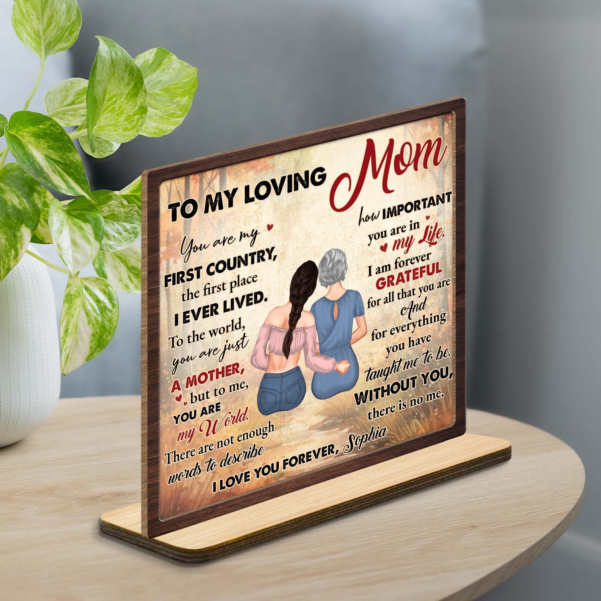 To My Loving Mom, Two Figures Embrace On Book Design