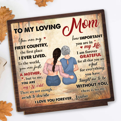 To My Loving Mom, Two Figures Embrace On Book Design