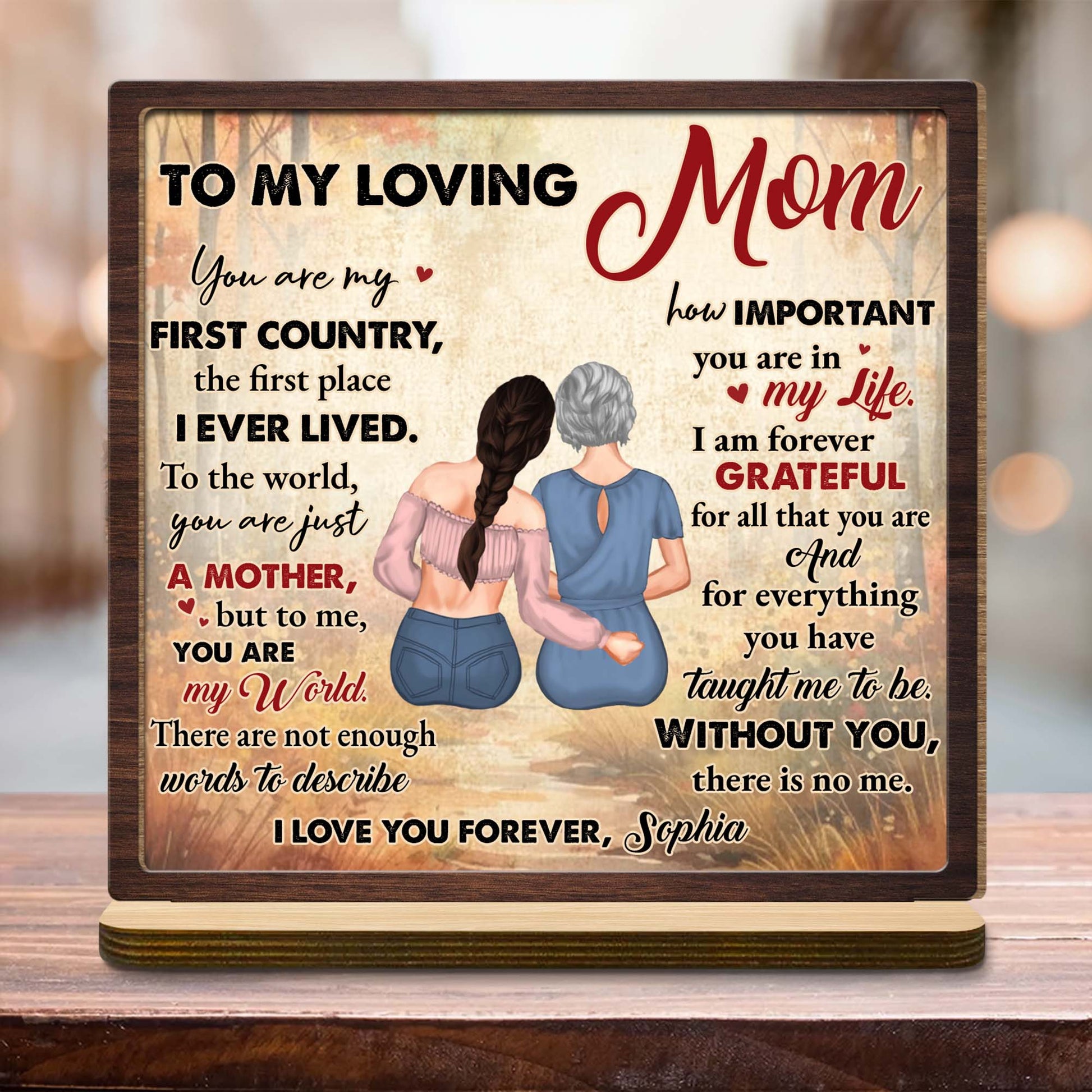 To My Loving Mom, Two Figures Embrace On Book Design