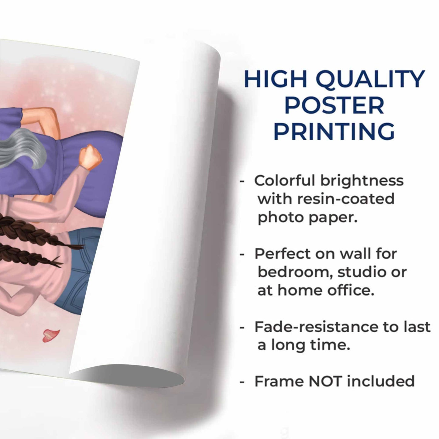 Mother Daughter Bonding With Hearts Poster