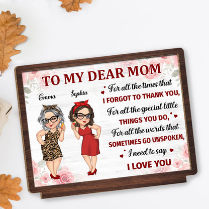 To My Dear Mom, Flowers and Female Characters Plaque