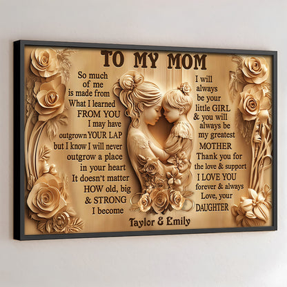 To My Mom, Mother and Daughter Bond With Flowers - Personalized Custom Horizontal Poster - MOM142_HPOS