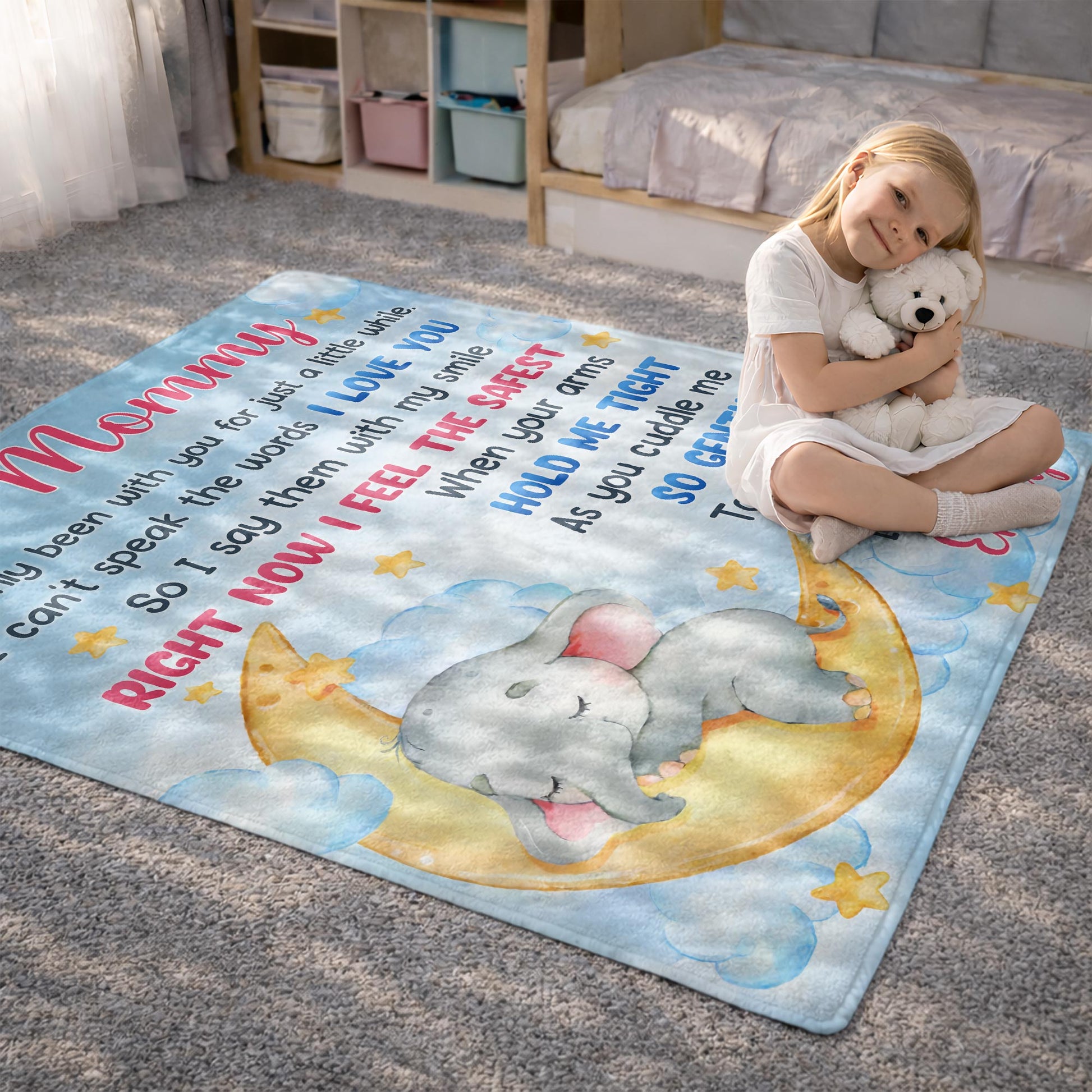 To My Mommy, Elephant And Moon Design