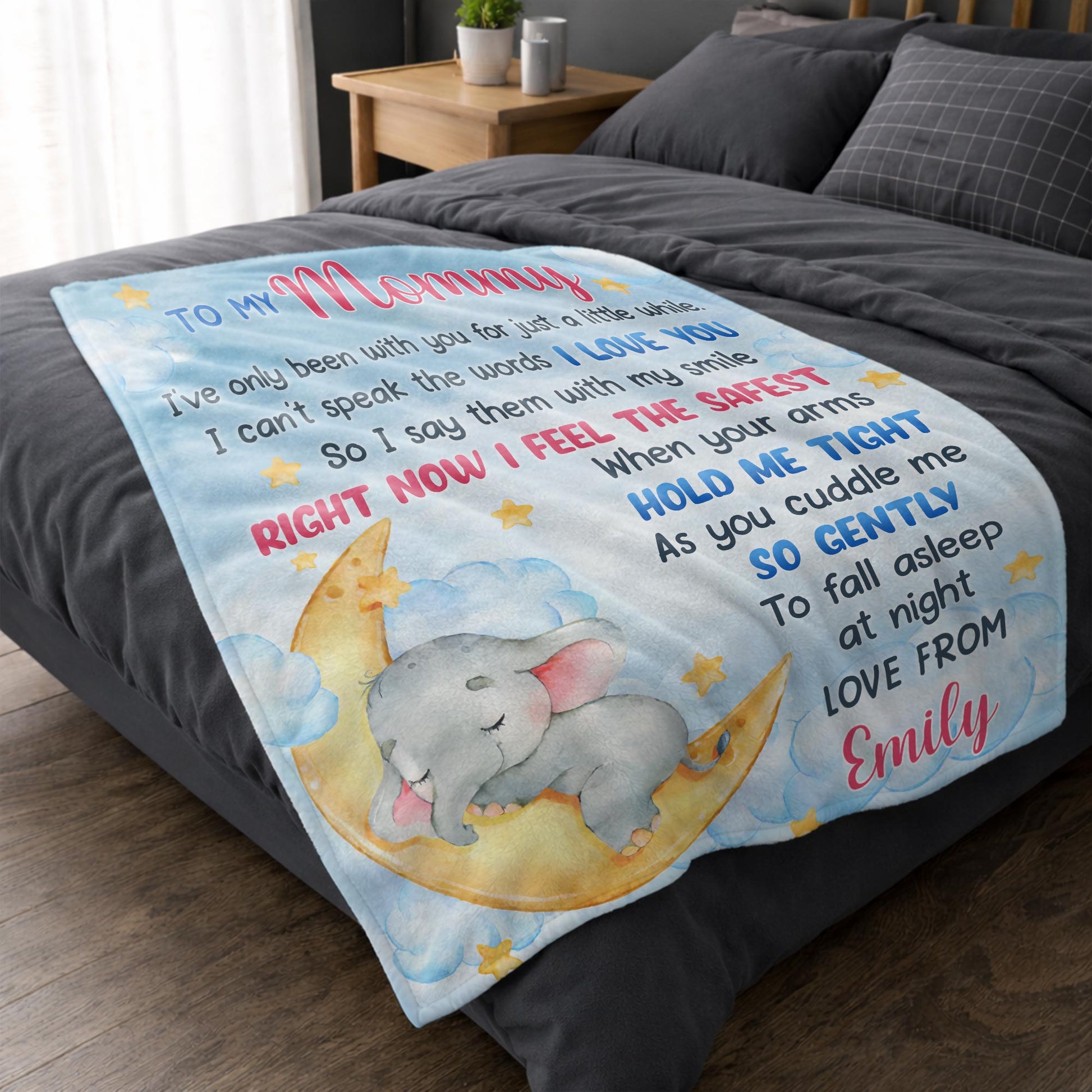 To My Mommy, Elephant And Moon Design