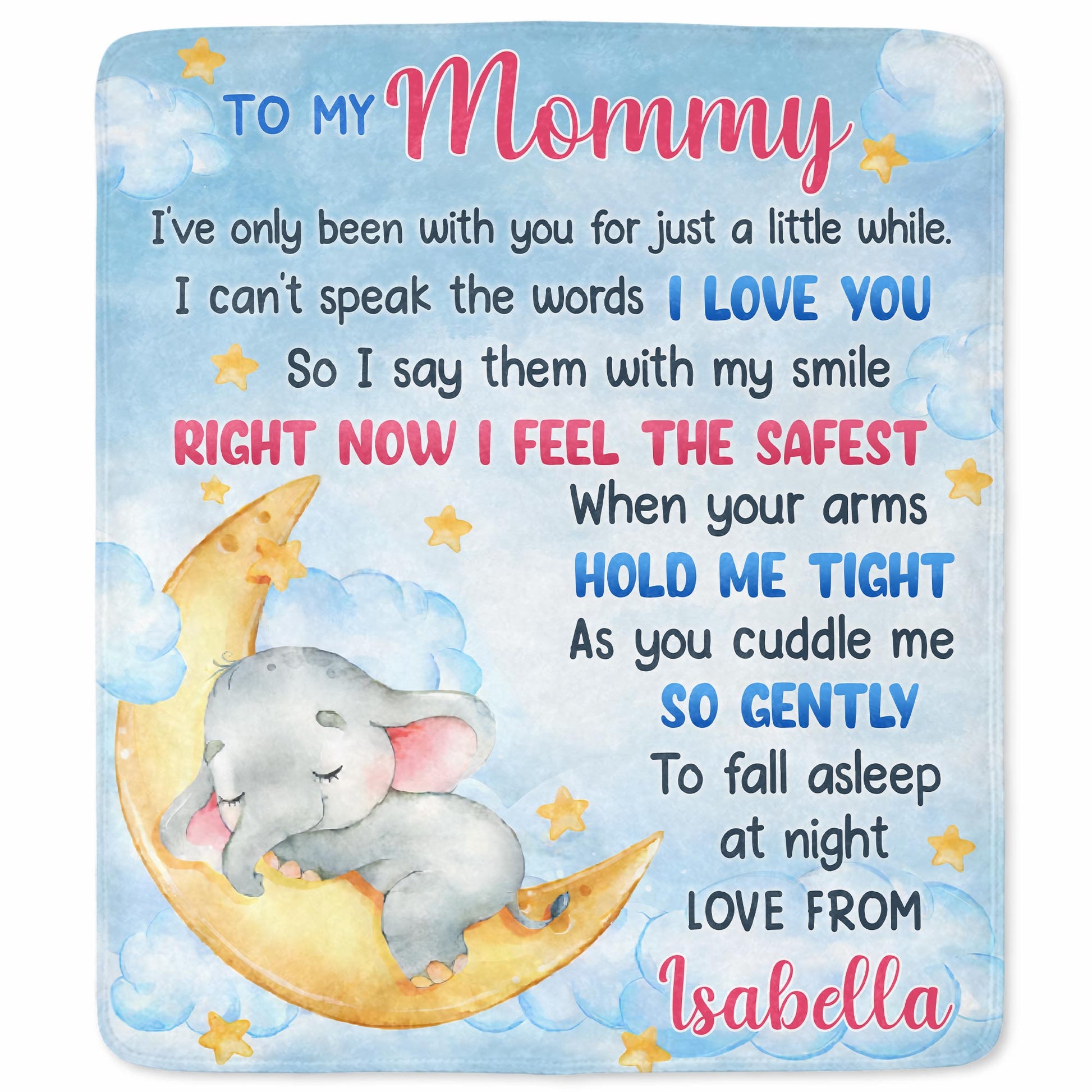 To My Mommy, Elephant And Moon Design