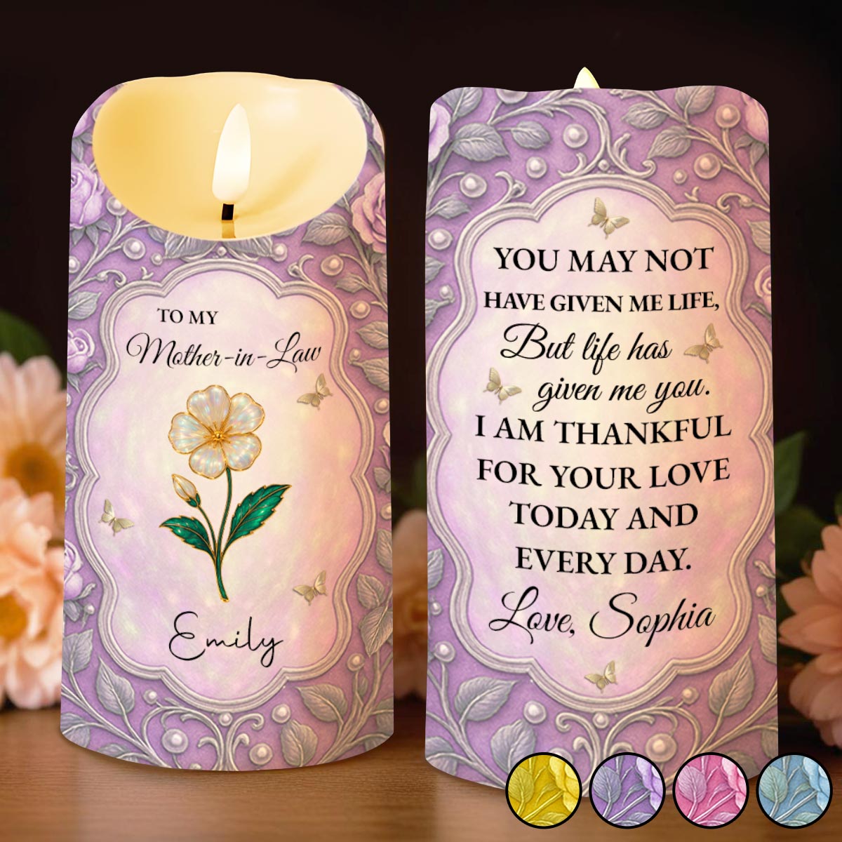 To My Mother-In-Law, Thankful For Your Love, Flower and Butterflies