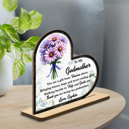 To My Godmother Floral And Butterfly Heart Plaque