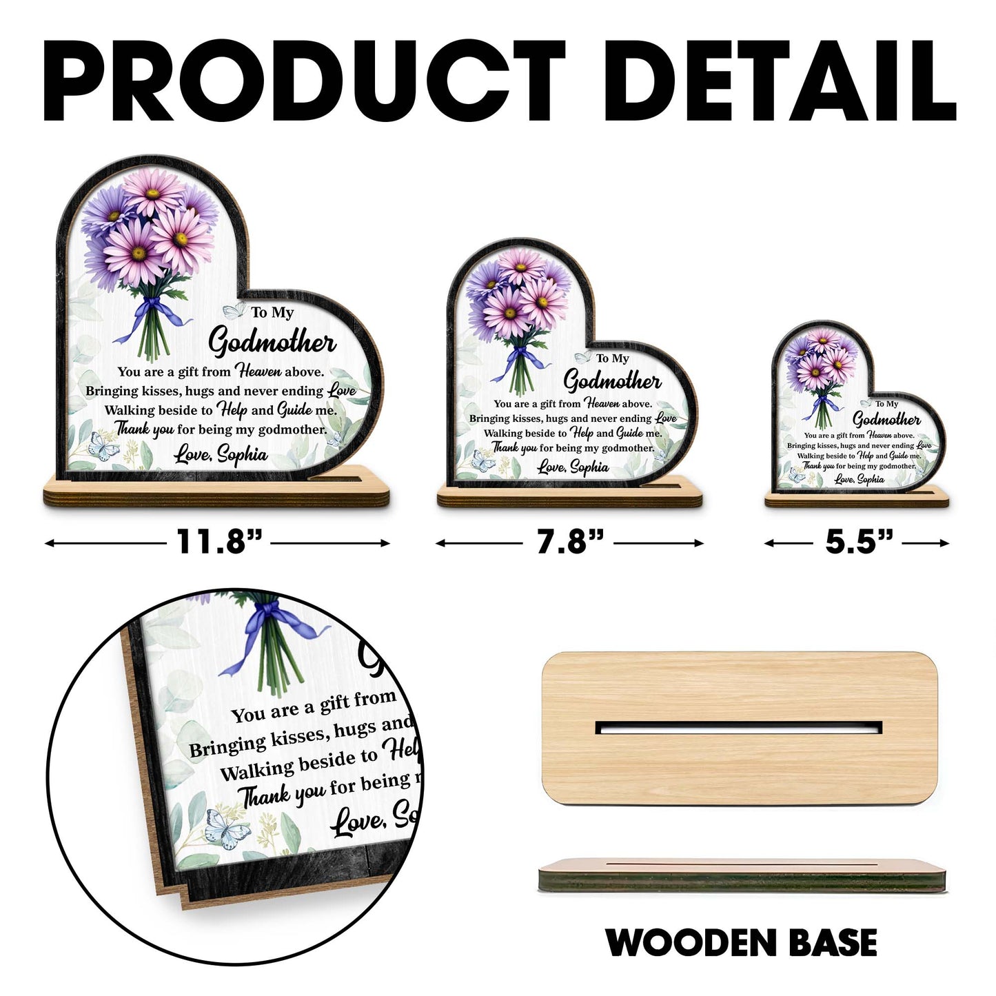 To My Godmother Floral And Butterfly Heart Plaque