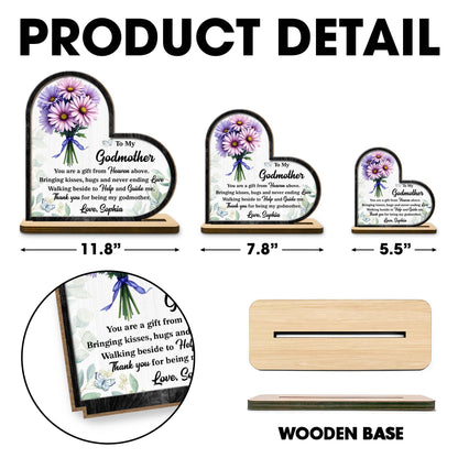 To My Godmother Floral And Butterfly Heart Plaque