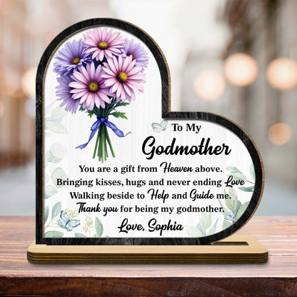 To My Godmother Floral And Butterfly Heart Plaque