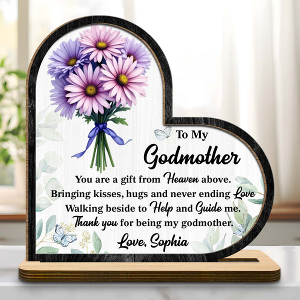 To My Godmother Floral And Butterfly Heart Plaque