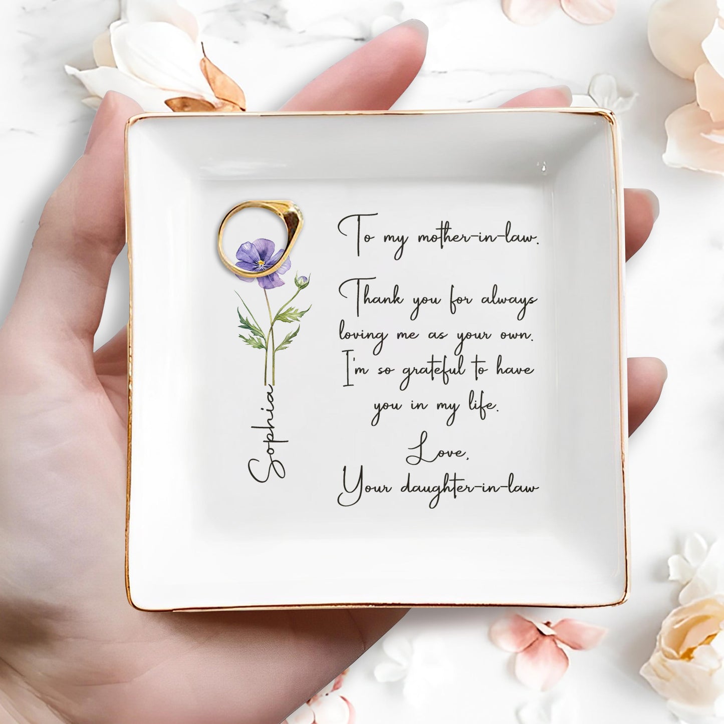 To My Mother-In-Law Thank You For Loving Me, Flower Design