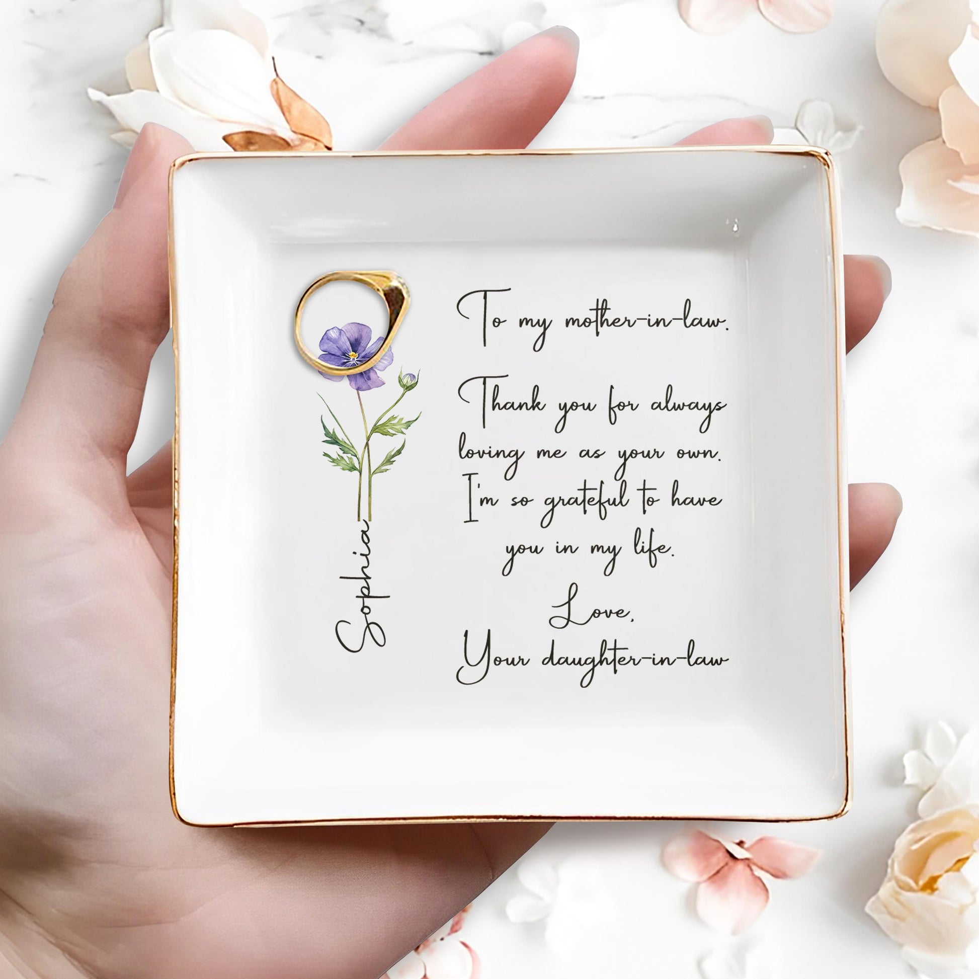 To My Mother-In-Law Thank You For Loving Me, Flower Design