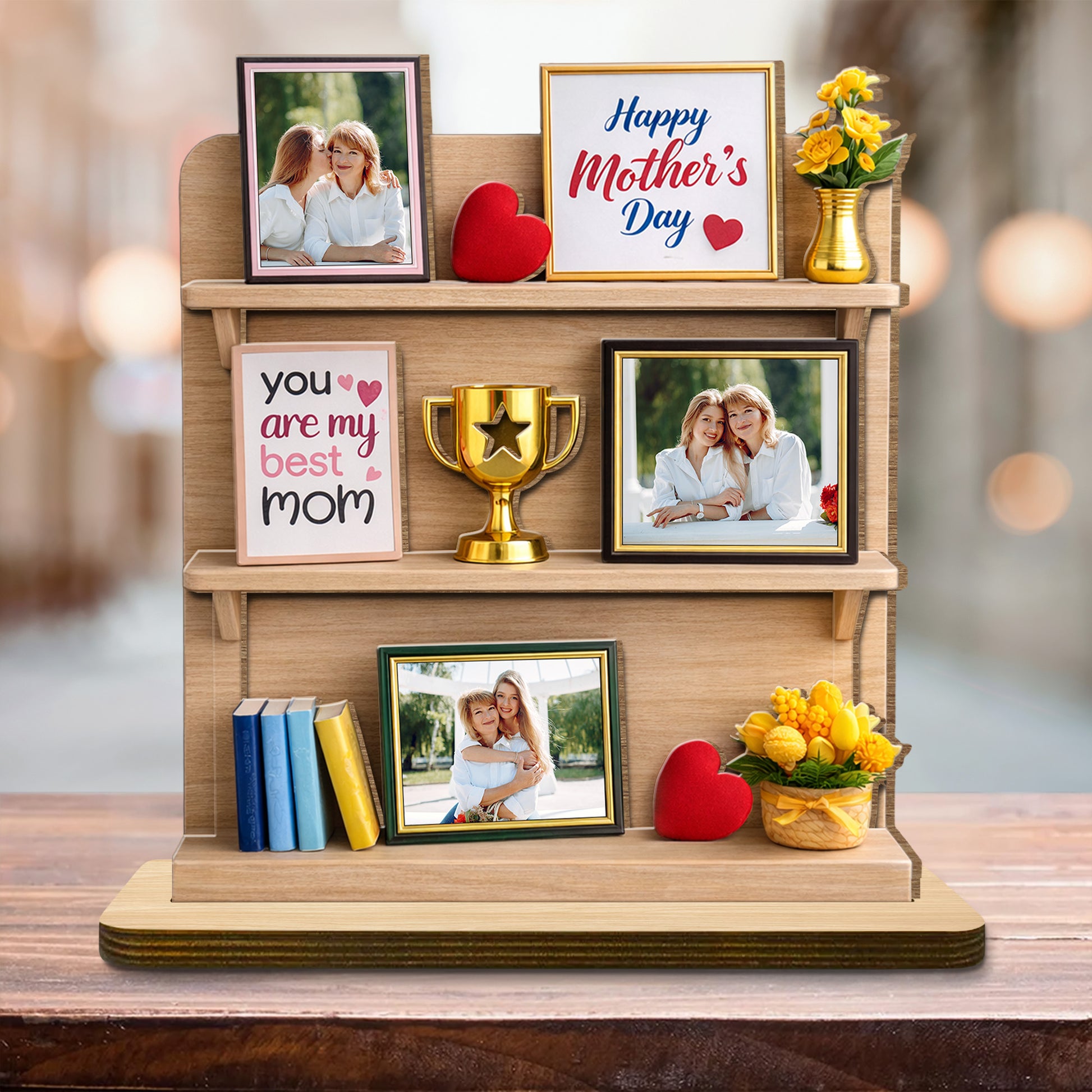 You Are My Best Mom, Happy Mother's Day, Heart, Trophy